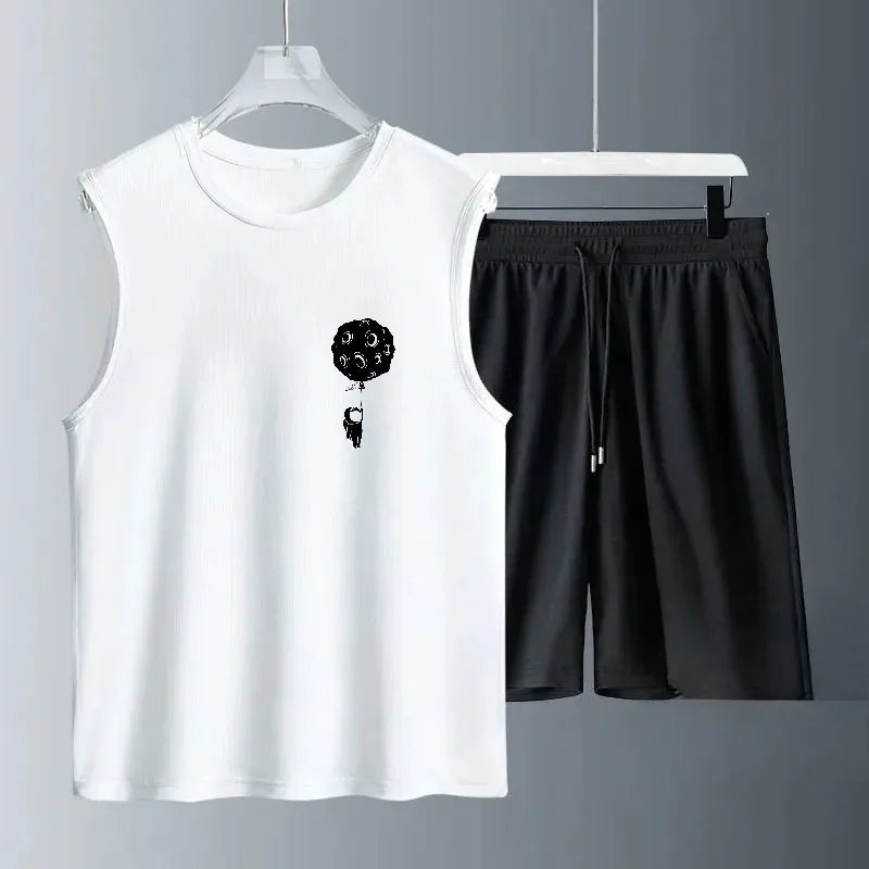2026 Summer Men Quick Dry Lightweight Tracksuit Set Gym Short Sleeve T Shirt Basketball Shorts Comfortable Casual Outfit