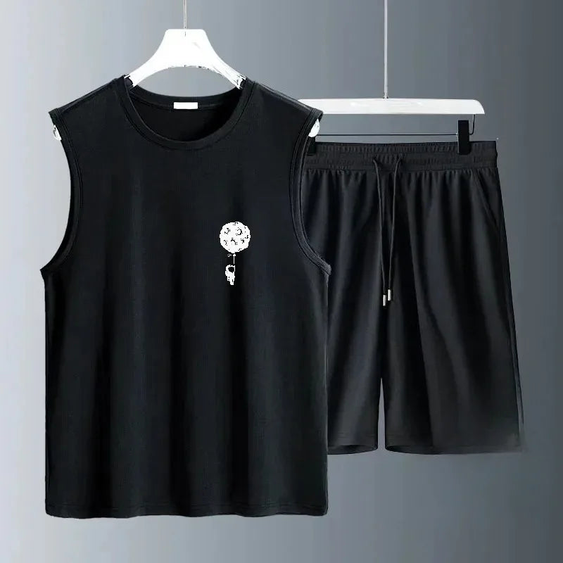 2026 Summer Men Quick Dry Lightweight Tracksuit Set Gym Short Sleeve T Shirt Basketball Shorts Comfortable Casual Outfit