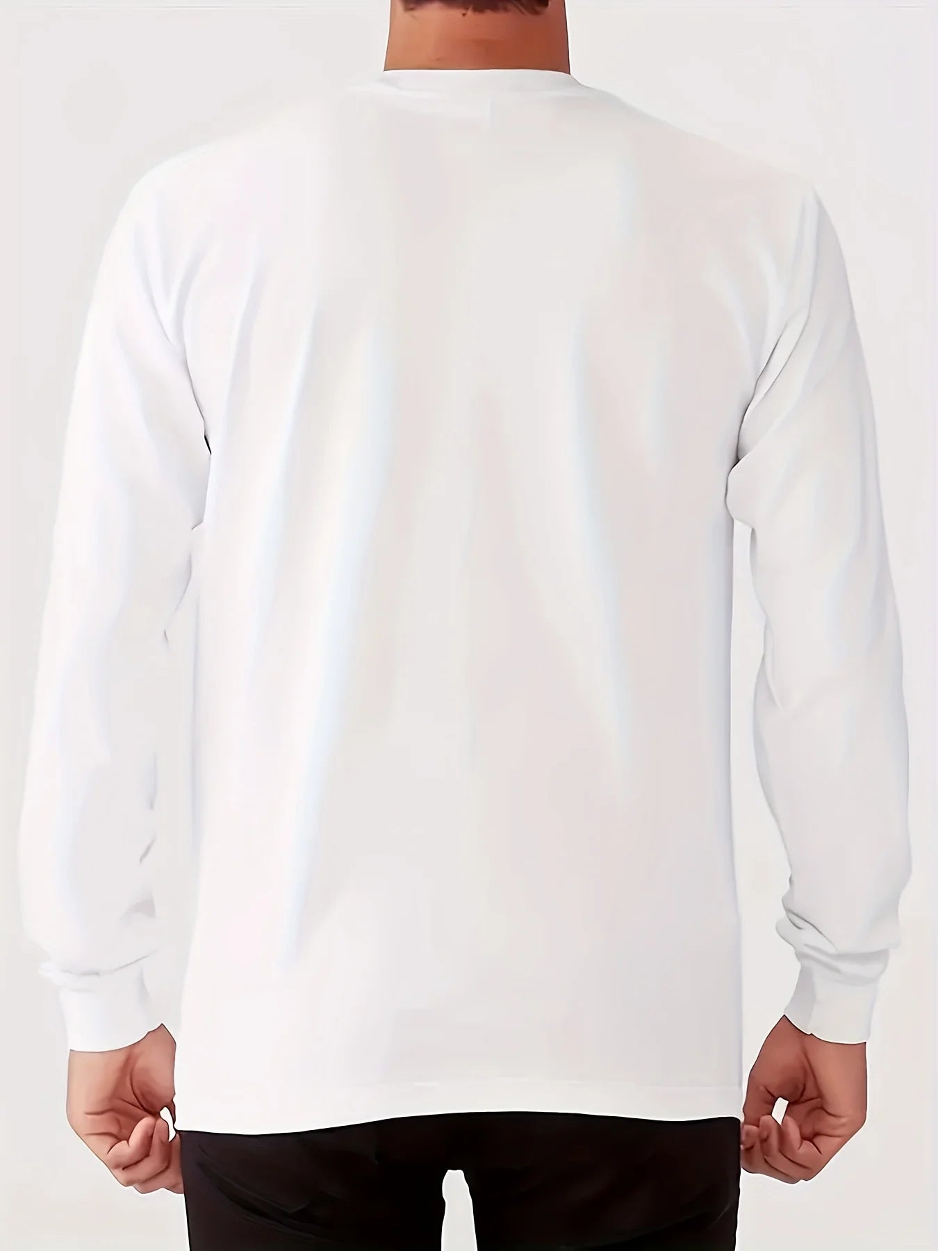 100% cotton men's long sleeved round neck loose Colombian architectural pattern print autumn/winter casual versatile T-shirt top