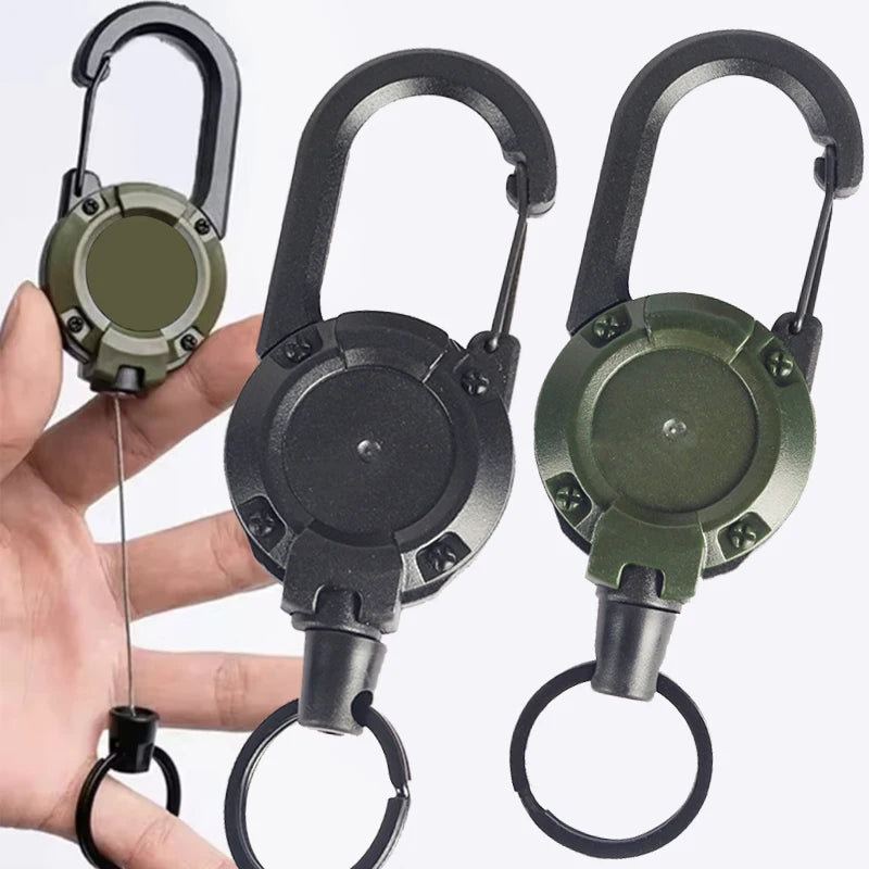 1-20PCS Outdoor Retractable Key Chain Mountaineering Buckle Key Chain Anti-loss Anti-theft High Rebound Metal Easy To Pull