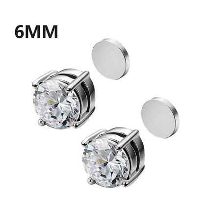 1 Pairs Crystal Strong Magnetic Ear Stud Clip Earrings for Men Women Punk Round Zircon Magnet Earrings Non Piercing Jewelry