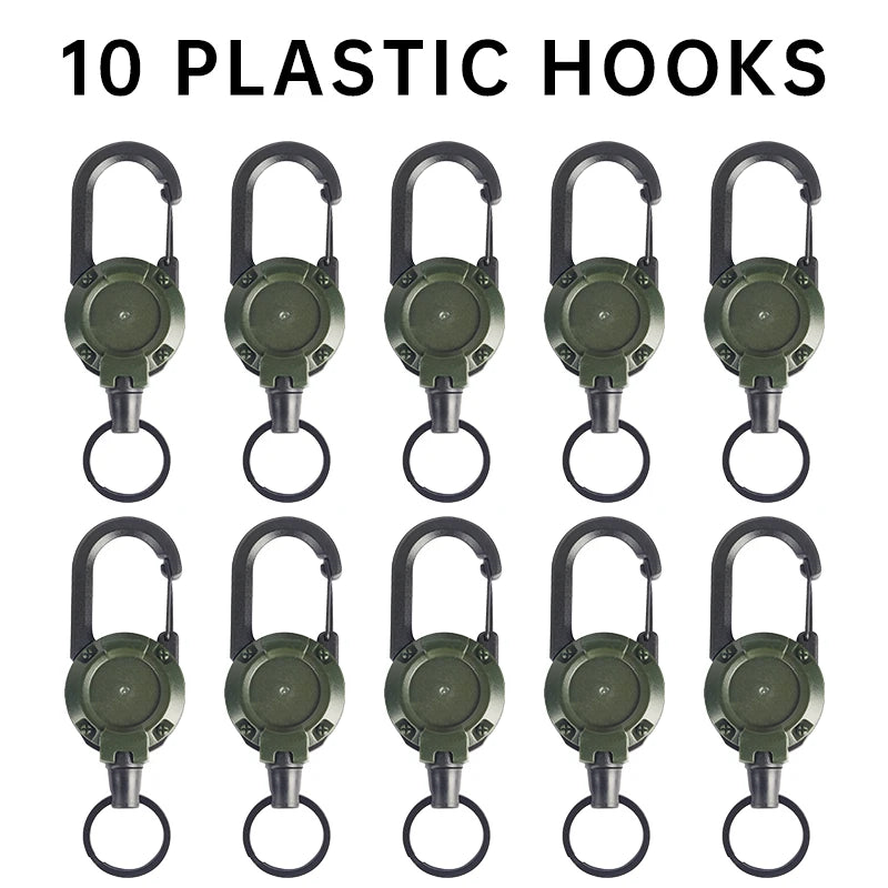 1-20PCS Outdoor Retractable Key Chain Mountaineering Buckle Key Chain Anti-loss Anti-theft High Rebound Metal Easy To Pull