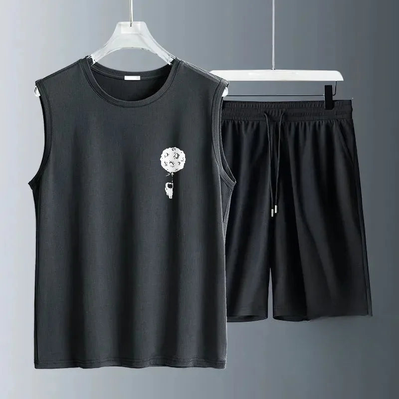 2026 Summer Men Quick Dry Lightweight Tracksuit Set Gym Short Sleeve T Shirt Basketball Shorts Comfortable Casual Outfit