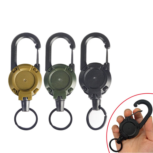 1-20PCS Outdoor Retractable Key Chain Mountaineering Buckle Key Chain Anti-loss Anti-theft High Rebound Metal Easy To Pull